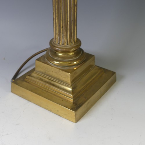 511 - A vintage brass Corinthian Column Table Lamp, on stepped square base, H 65cm.