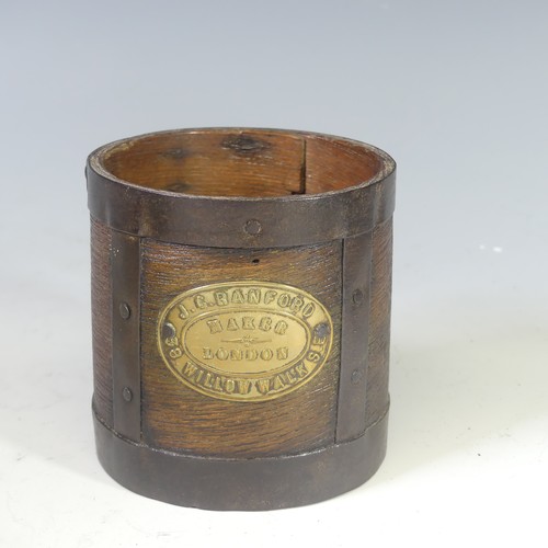 450 - A Victorian Metal-Bound wood Grain Measure, stamped 