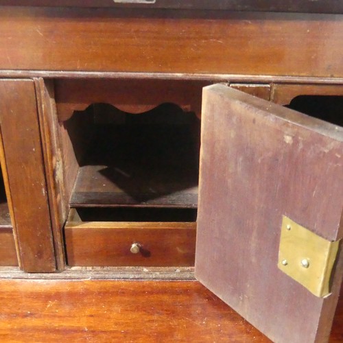 508 - A George III mahogany Bureau, the fall front with engraved escutcheon opening to reveal a fitted int... 