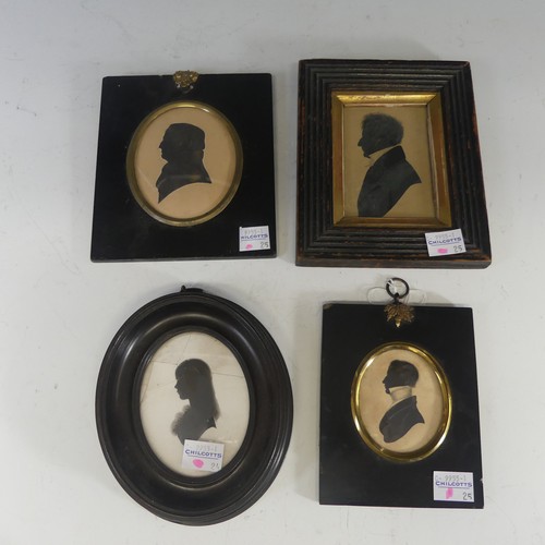 424 - Eight 19thC Silhouettes,  including a Young Girl, Gentleman and Lady, head and shoulders in profile,... 