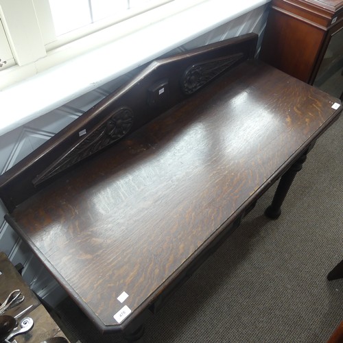 478 - A Victorian mahogany Side Table, with carved gallery back above two frieze drawers, on turned suppor... 