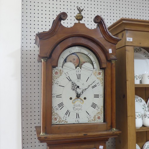 261 - A 19th century 8-day 'moonphase' Longcase Clock, with two-weight movement striking on a bell, the 12... 