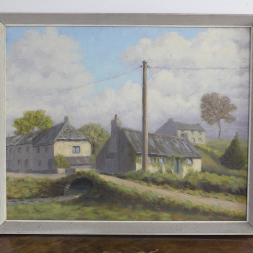 230 - Joan Gettins (20th century), Cornish Hamlet, April, oil on board, signed, artist's label verso, date... 