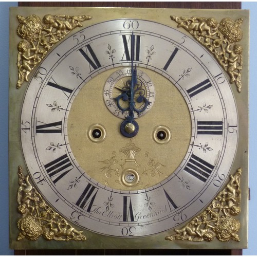 264 - A walnut and feather-banded Longcase Clock, by Thomas Elliott, Greenwich, early 18th century and lat... 