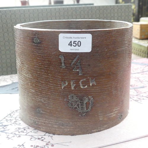 450 - A Victorian Metal-Bound wood Grain Measure, stamped 