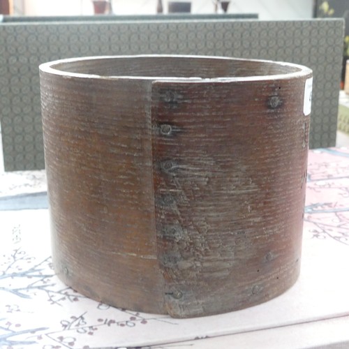 450 - A Victorian Metal-Bound wood Grain Measure, stamped 