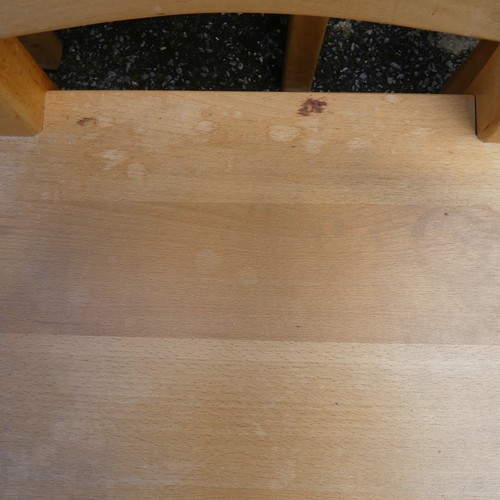 382 - A pine farmhouse Kitchen Table, with rounded corners, on turned legs, some mouse damage to one leg, ... 