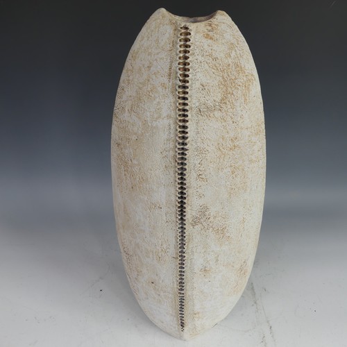Alan Wallwork (1931-2019); a very tall stoneware pebble Vase, with incised decoration to centre picked out in turquoise glaze and gold lustre, inscribed AW to base, H 57cm. 