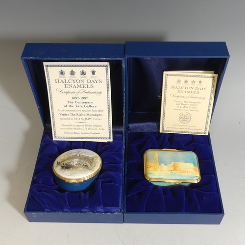 46 - A limited edition Halcyon Days enamel box after J. M. W. Turner, depicting 'Venice, The Bridge of Si... 