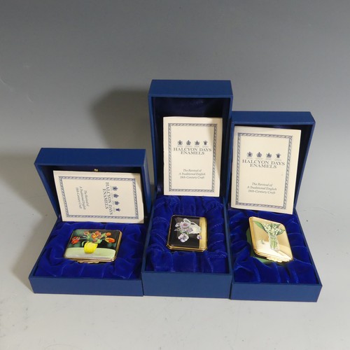 54 - A small quantity of Halcyon Days enamel Boxes, comprising the Royal Horticultural Society 2003, 2004... 