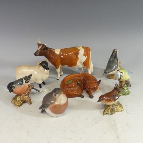 101 - A small quantity of Beswick Animals, to include Recumbent Fox model 1017, Ram, Nuthatch model 2413, ... 