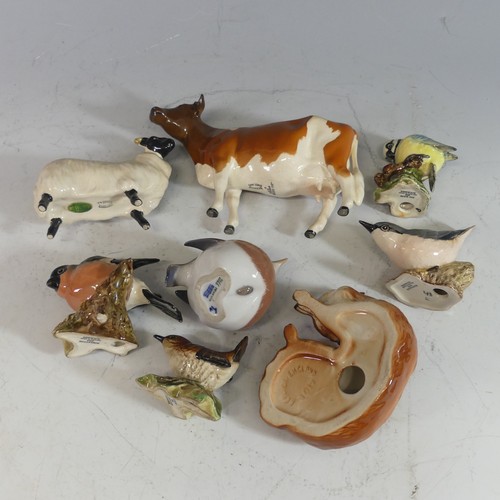 101 - A small quantity of Beswick Animals, to include Recumbent Fox model 1017, Ram, Nuthatch model 2413, ... 