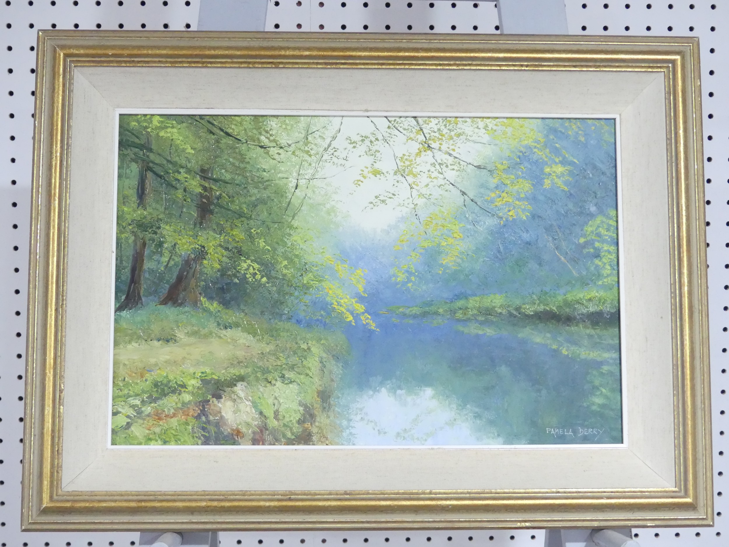 Pamela Derry, British (19322002), Reflections on a Lake, oil on board