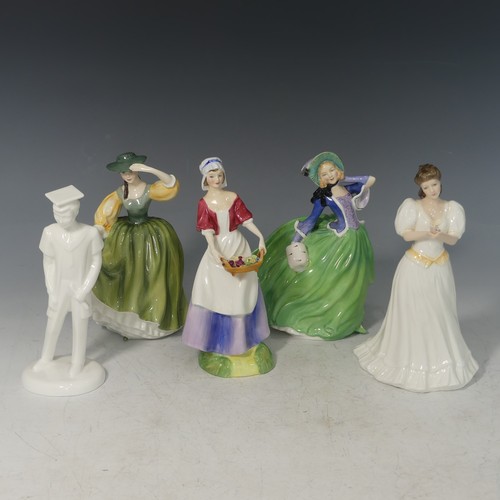 96 - A small quantity of Royal Doulton Ladies, comprising Dawn HN3258, Maria HN3381 (with coa), Autumn Br... 