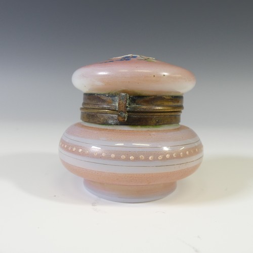 494 - An early 20thC ormolu and glass Jewellery Casket, in the form of an egg, on triform stand, H 11cm, t... 