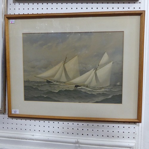 486 - Six marine pictures and prints, including W. Sands, Brixham, pencil and watercolour, 12cm x 25cm, fr... 