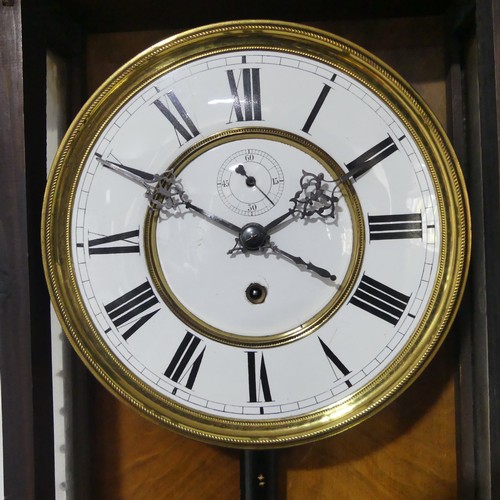 553 - An early 20th century walnut Vienna regulator style wall Clock, the 8-day single weight movement wit... 