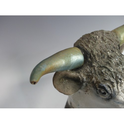 48 - Lawson E. Rudge (b. 1936), a pair of raku fired studio pottery sculptures of Bulls, both with tails ... 