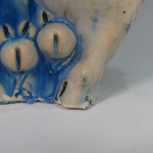 59 - Lawson E. Rudge (b. 1936), a raku fired studio pottery sculpture of a round Hare, H 22cm, together w... 