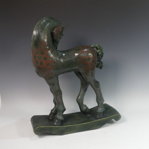 64 - Lawson E. Rudge (b. 1936), a raku studio pottery sculpture of a Tang Horse, H 60cm.Provenance: from ... 