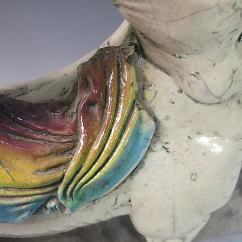 70 - Lawson E. Rudge (b. 1936), a raku fired studio pottery sculpture of a Centaur, with rainbow design, ... 