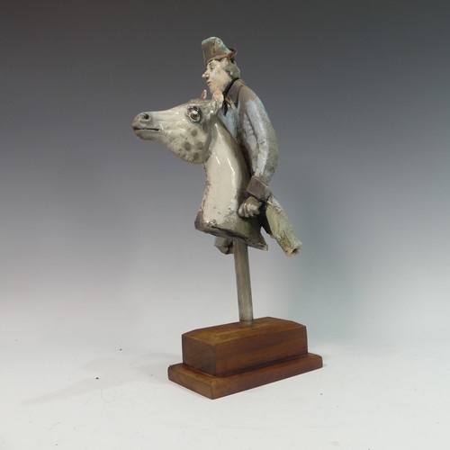 80 - Lawson E. Rudge (b. 1936), a studio pottery sculpture of George Stubbs, modelled on a horse, raised ... 