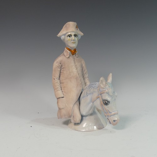 133 - Lawson E. Rudge (b. 1936), a raku fired studio pottery sculpture of George Stubbs, modelled on horse... 