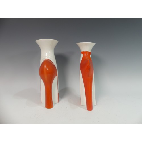 93 - Lawson E. Rudge (b. 1936), a near pair of glazed studio pottery Stiletto Vases, some damages, talles... 