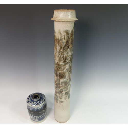 102 - Lawson E. Rudge (b. 1936), a studio pottery Vase, with glazed swirl decoration, H 17cm, together wit... 