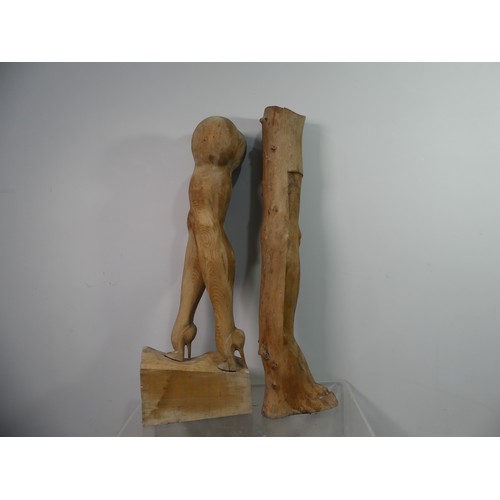 103 - Lawson E. Rudge (b. 1936), a carved wooden sculpture 'Legs and Arms', carved as a pair of legs weari... 