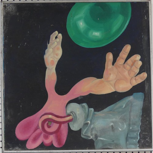 136 - Lawson E. Rudge (b. 1936), Test Tube Baby, acrylic on board, titled and signed verso, 60cm x 60cm, t... 