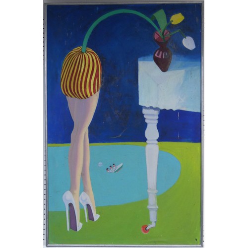 136 - Lawson E. Rudge (b. 1936), Test Tube Baby, acrylic on board, titled and signed verso, 60cm x 60cm, t... 