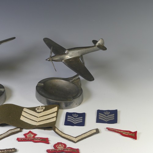 304 - A WW2 period aluminium Spitfire mounted ashtray, the model mounted on a straight arm, leading to a c... 