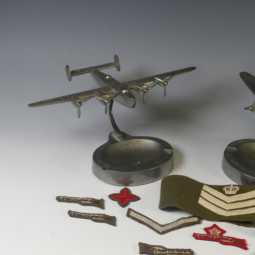 304 - A WW2 period aluminium Spitfire mounted ashtray, the model mounted on a straight arm, leading to a c... 