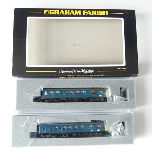 184 - A Graham Farish by Bachmann N gauge 371-876 Class 108 Two Car DMU, BR blue, in rigid perspex boxes w... 