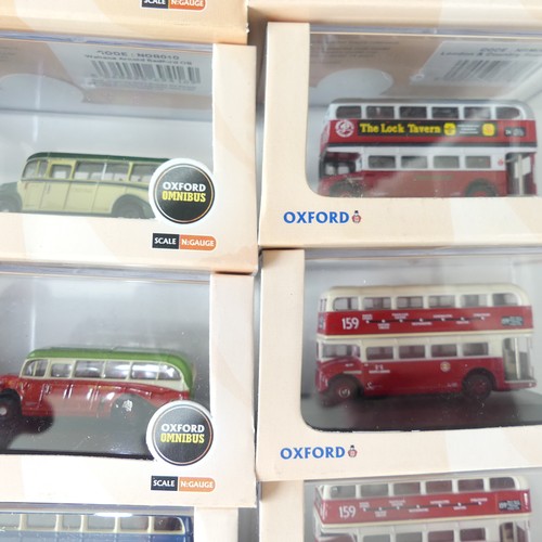 208 - Oxford N gauge die cast model vehicles, fifty-one boxed model buses and coaches, including Trolley B... 