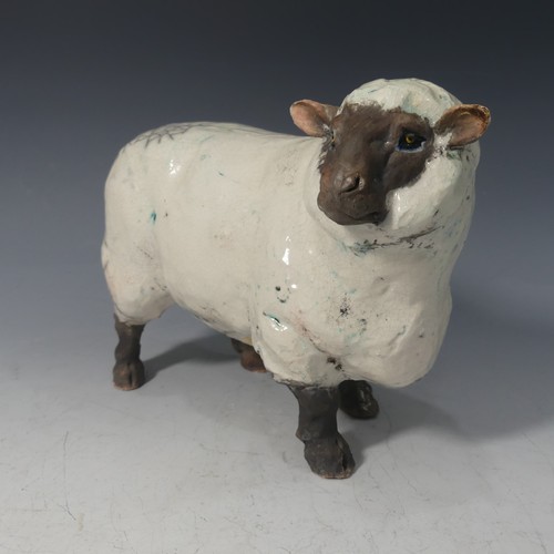 499 - Keza Rudge (British 20th Century), a pottery model of a Sheep, signed K Rudge, L 28cm x H 22cm.... 