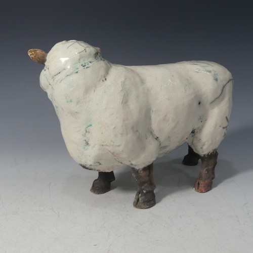 499 - Keza Rudge (British 20th Century), a pottery model of a Sheep, signed K Rudge, L 28cm x H 22cm.... 