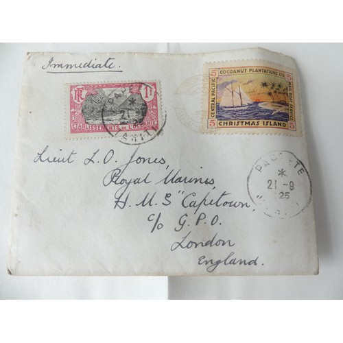 442 - Stamps; 1925 French Colonial Envelope to London, posted at Christmas Island with coconut plantation ... 