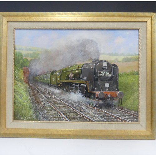 163 - Railwayana; an original oil painting of 'Atlantic Coast Express' locomotive at Honiton Tunnel, by Jo... 