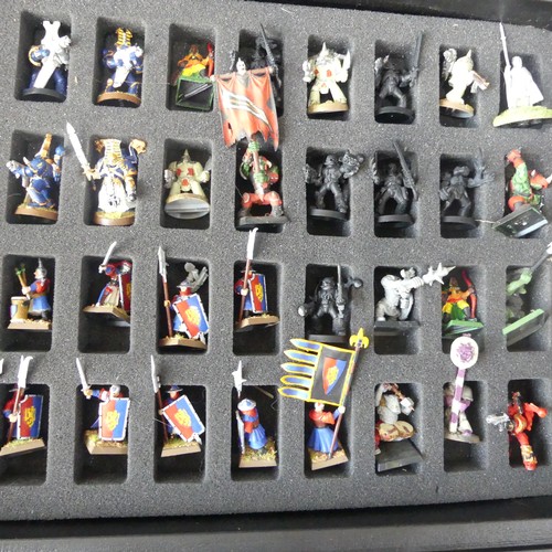 249 - A quantity of Games Workshop War Hammer gaming figures and items, including two games workshop cases... 