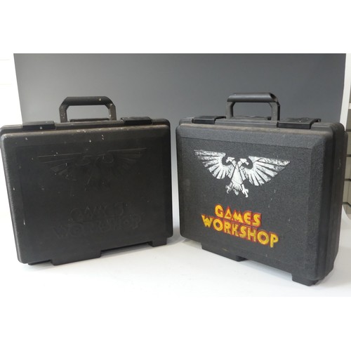 249 - A quantity of Games Workshop War Hammer gaming figures and items, including two games workshop cases... 