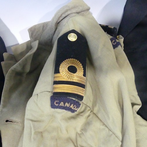 440 - Three Canadian Military jackets, 1 black jacket with Naval brass buttons marked Scully Ltd, gold rib... 