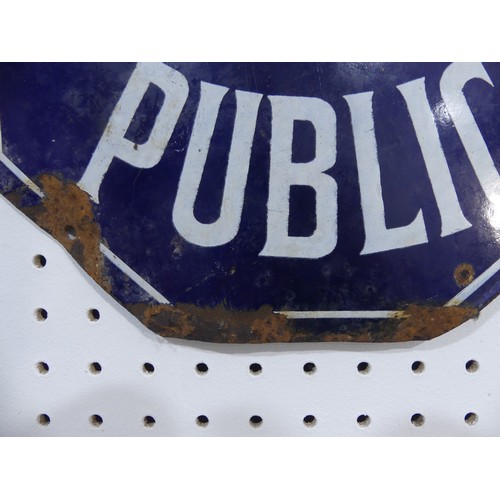 327 - A Vintage metal French 'Telephone Public' sign, white lettering on blue background, some rust and lo... 