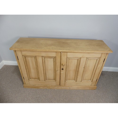 573 - A vintage pine Dresser Base, with shelved interior, W 140cm x D 39cm x H 86cm.