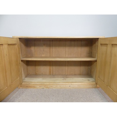 573 - A vintage pine Dresser Base, with shelved interior, W 140cm x D 39cm x H 86cm.