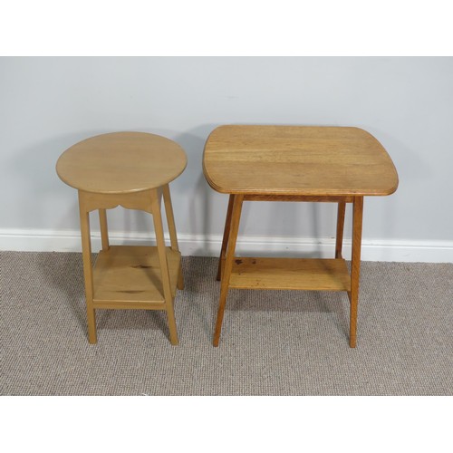 589 - A vintage oak Side Table, of rounded square form with undertier, raised on square legs, W 61cm x D 4... 