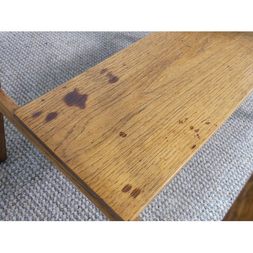 589 - A vintage oak Side Table, of rounded square form with undertier, raised on square legs, W 61cm x D 4... 