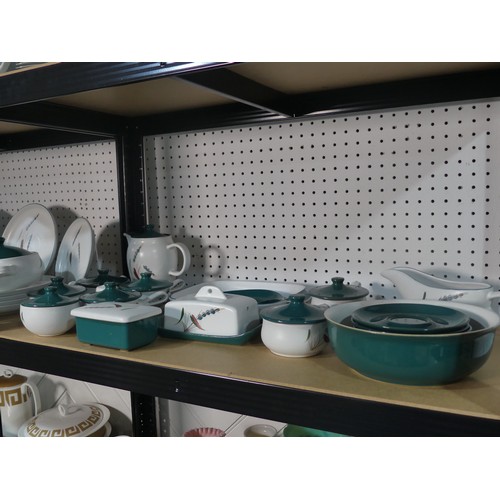 500 - A Denby 'Greenwheat' part Dinner Service, comprising six Egg Cups, six lidded Soup Bowls, six Cups a... 