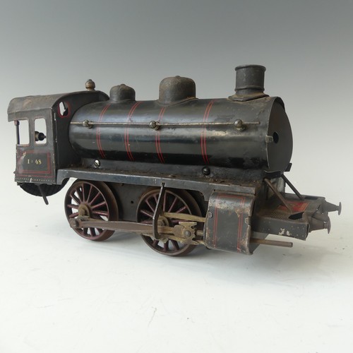 An early c.1910 gauge 1 Bing clockwork Locomotive,  with early GBN trademark Bavaria D.R.Patent, finished in black with red trim, marked on cab I=48.